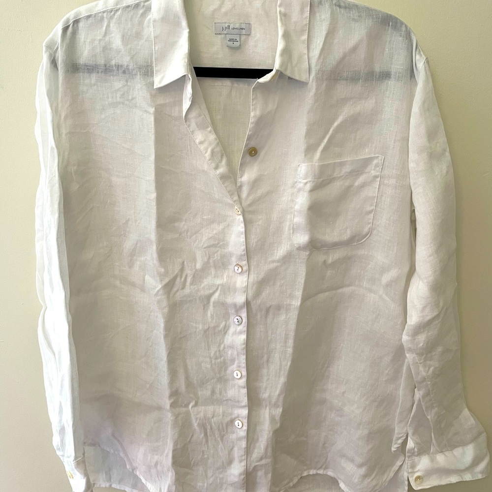 JJill boxy button down linen shirt